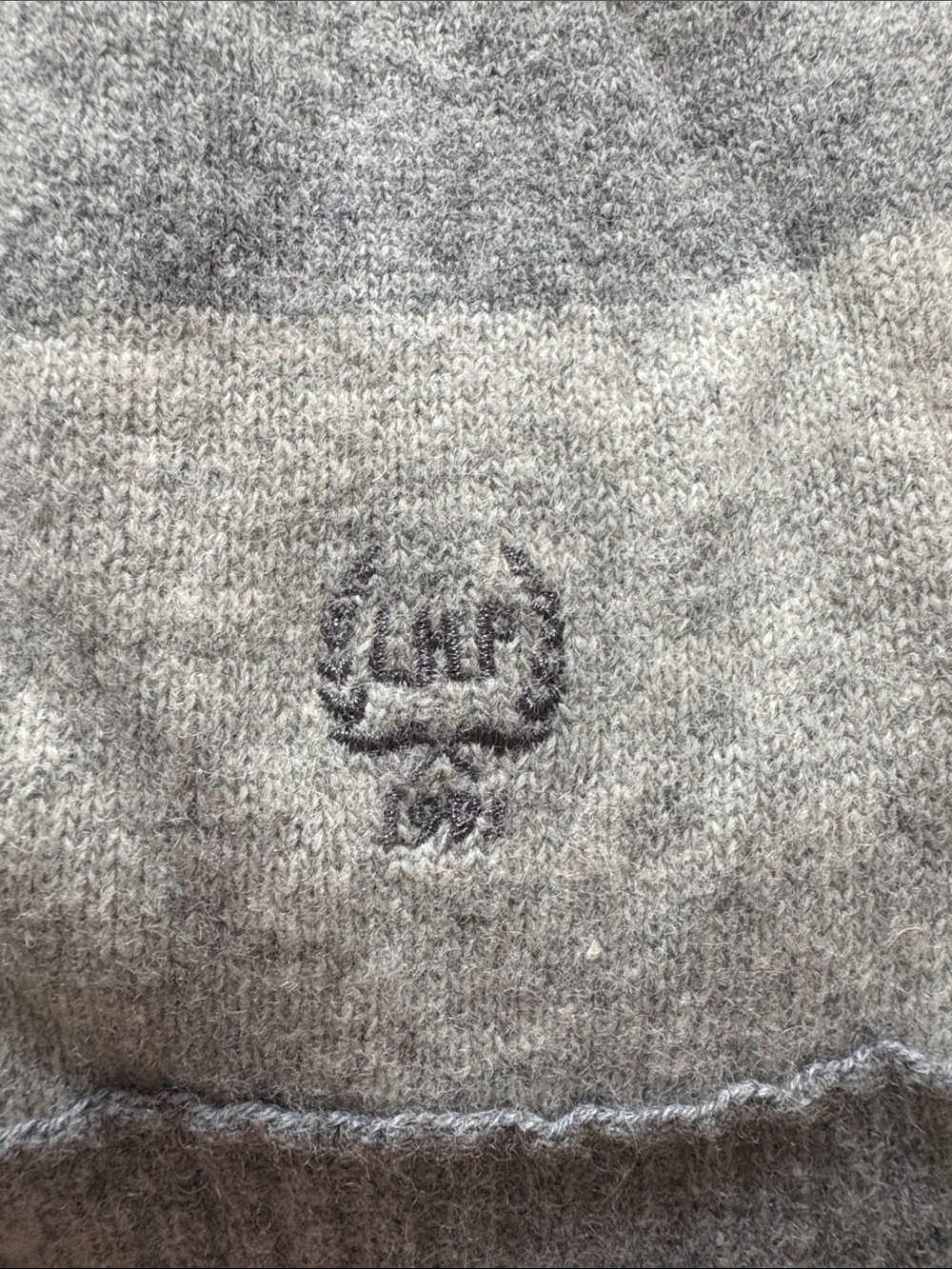 NET Men Gray Striped V-Neck Knit Sweater XL, Lambs Wool Blend - Picture 6 of 6